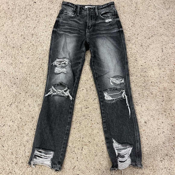 Flying monkey ultra high rise wideleg jeans in grey - Picture 3 of 4